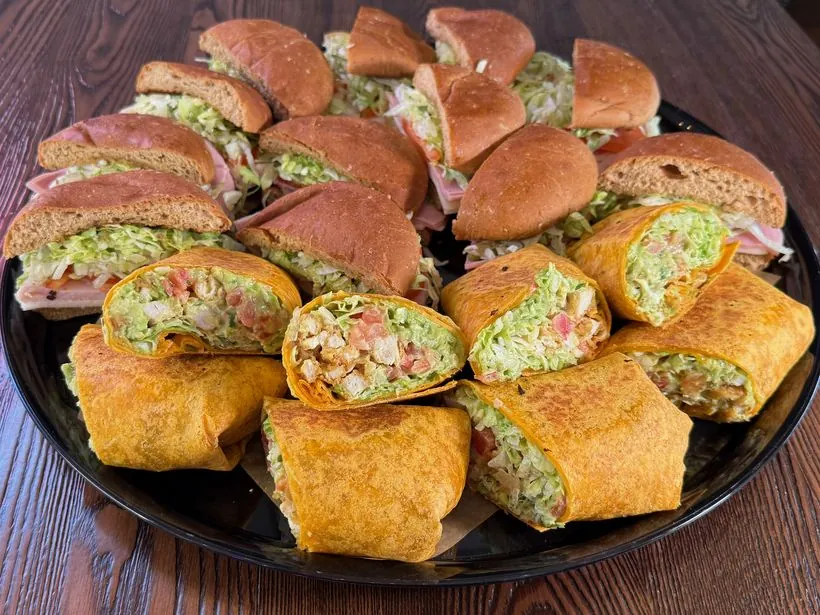 Mixed deli tray — deli sandwiches and wraps, serves 10