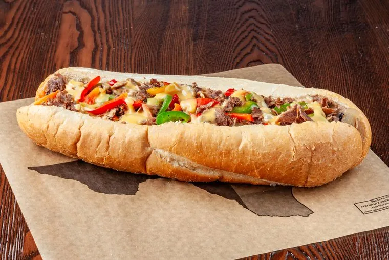 South Philly cheesesteak — beef, Cheese Whiz, grilled onions, mushrooms and bell peppers